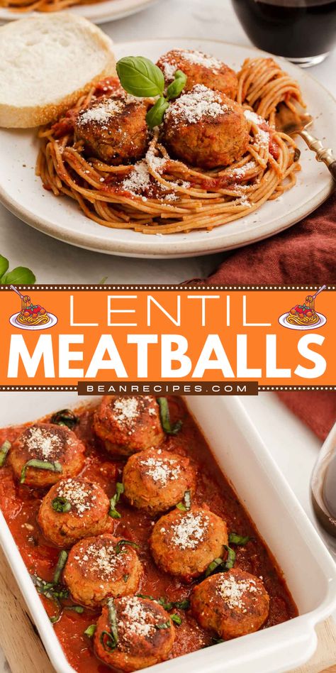 An easy family dinner featuring vegetarian meatballs! Full of so much flavor, no one would believe that these simple lentil meatballs do not contain beef. Everyone will be asking for this main course recipe! Vegetarian Bean Recipes, Best Lentil Recipes, Easy Bean Recipes, Vegetarian Dinner Party, Lentil Meatballs, Vegetarian Meatballs, Easy Family Dinner, Homemade Dinner Recipes, Weeknight Dinner Recipes Easy