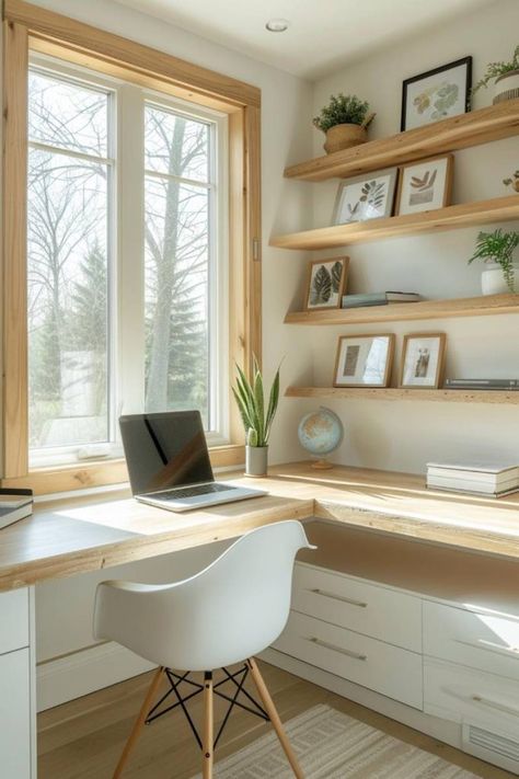 White Walls With Wood Trim: 40  Ideas for a Timeless Interior White Walls With Wood Trim, Wood Trim Ideas, Walls With Wood Trim, Trim Ideas, Cozy Home Office, Timeless Interior, Small Home Offices, Office Guest Room, Small Home Office