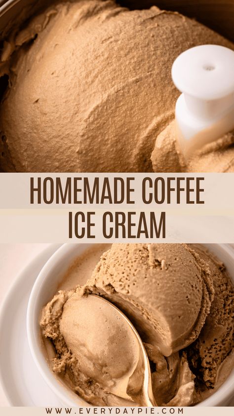 This is the best homemade Coffee Ice Cream recipe. With a bold punch of strong coffee and a smooth, creamy texture, this old-fashioned churned recipe is for coffee lovers. Bosch Ice Cream Recipes, Coffee Ice Cream Recipe No Egg, Whipped Coffee Ice Cream, Homemade Ice Cream With Heavy Cream, Old Fashioned Ice Cream Recipe, How To Make Coffee Ice Cream, Ninja Coffee Ice Cream, Thickened Cream Recipes, Best Vanilla Ice Cream Recipe