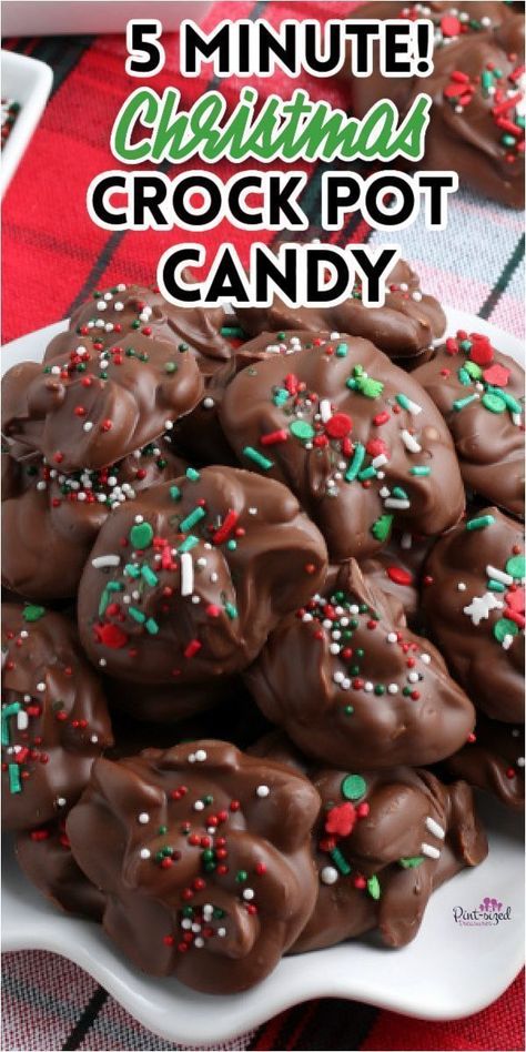 Candy For Christmas, Crock Pot Candy, Christmas Crock, Crockpot Christmas, Chocolate Covered Nuts, Crockpot Candy, Peanut Clusters, Peanut Candy, Chocolate Covered Peanuts