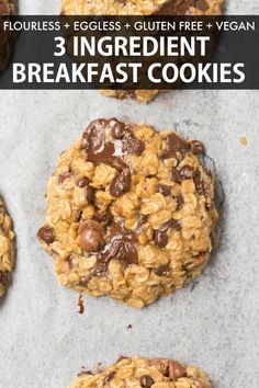 3 Ingredient Breakfast, Oatmeal Peanut Butter, Healthy Oatmeal Breakfast, Desayuno Keto, Oatmeal Breakfast Cookies, Flourless Cookies, Breakfast Oatmeal, Cookies Gluten Free, Overnight Oat