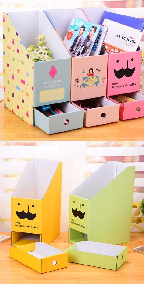 This storage boxes will delightfully decorate the children’s room, and the children will be very happy. Organizer Box Ideas, Storage Box Ideas, Diy Desk Organization, Diy Storage Box, فن الرسم بالمسامير, Carton Diy, Diy Organizer, Desk Organization Diy, Desain Quilling