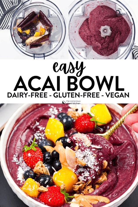 Diy Acai Bowl Recipes, Diy Acai Bowl, Acai Smoothie Recipe, Acai Bowl Recipe Easy, Acai Bowl Recipe, Bowl Recipes Easy, Açaí Bowls, Acai Bowls Recipe, Banana Smoothie Bowl