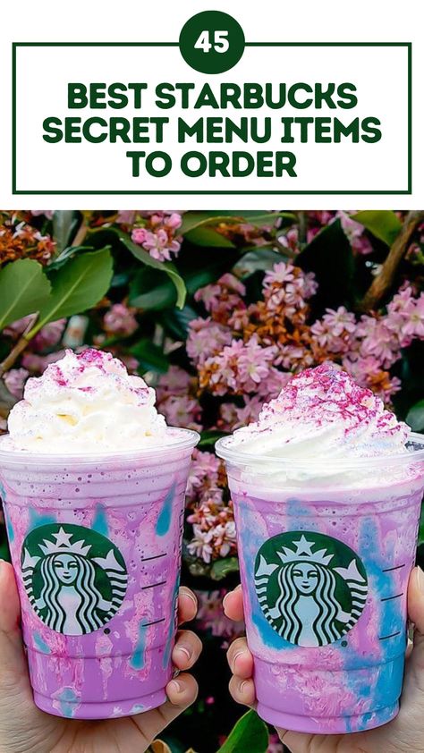 Best Starbucks Secret Menu Items To Order Minuman Starbucks, Best Starbucks Drinks, Rainbow Drinks, Starbucks Secret Menu Recipes, Secret Starbucks Recipes, Iced Starbucks Drinks, Secret Starbucks Drinks, Frappuccino Recipe, Secret Menu Items