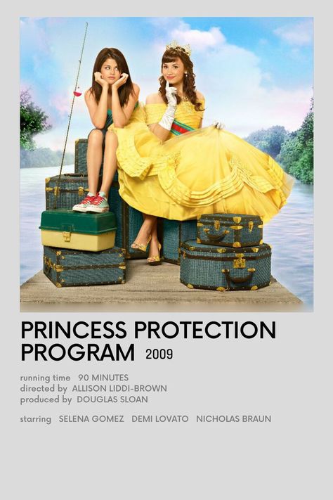 Cinderella Movie Poster, Selena Gomez Movies, Minimalistic Polaroid Poster, Movie Polaroids, Inspiring Movies, Nicholas Braun, Princess Protection Program, Poster Polaroid, Old Disney Channel