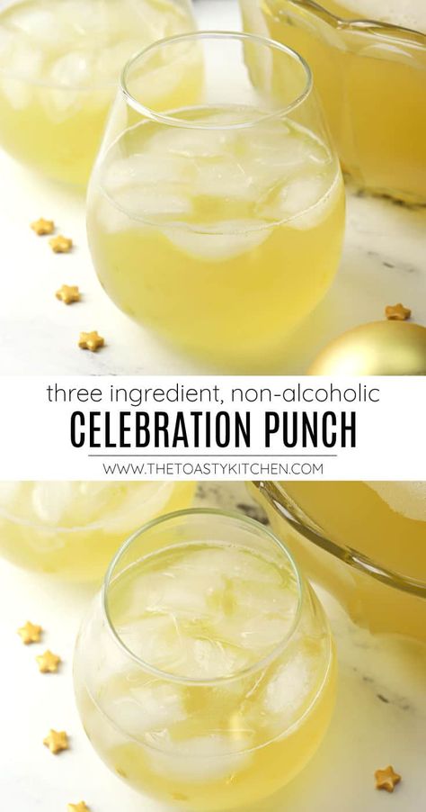 Serve up a batch of New Year's Eve celebration punch - kids and adults alike will love this fruity non-alcoholic punch! Made with ginger ale, pineapple juice, and white grape juice, this light punch is perfect for your next celebration. Wedding Punch Recipes, Wedding Punch, White Grape Juice, Non Alcoholic Punch, Party Punch Recipes, Alcoholic Punch, Punch Drinks, Holiday Punch, White Grape