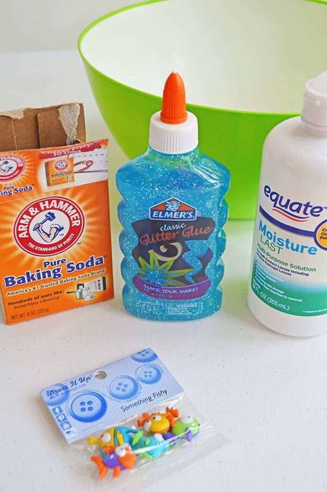 Ocean Themed Elmer's Slime Recipe Elmer’s Glue Slime Recipe, Ocean Slime Recipe For Kids, Elmers Glue Slime, Elmers Slime Recipe, Ocean Slime, Glitter Slime Recipe, Homemade Slime Recipe, Elmers Glue, Glue Slime