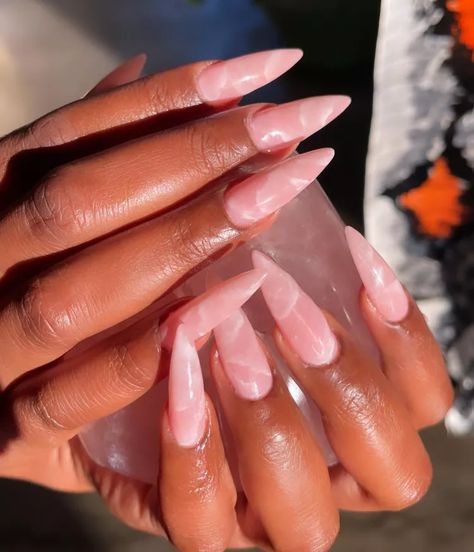 Lizzo Nails, Identity Change, Celeb Nails, Pointed Nail Designs, Pink Marble Nails, Rose Quartz Nails, Quartz Nails, Digital Wardrobe, Pointy Nails