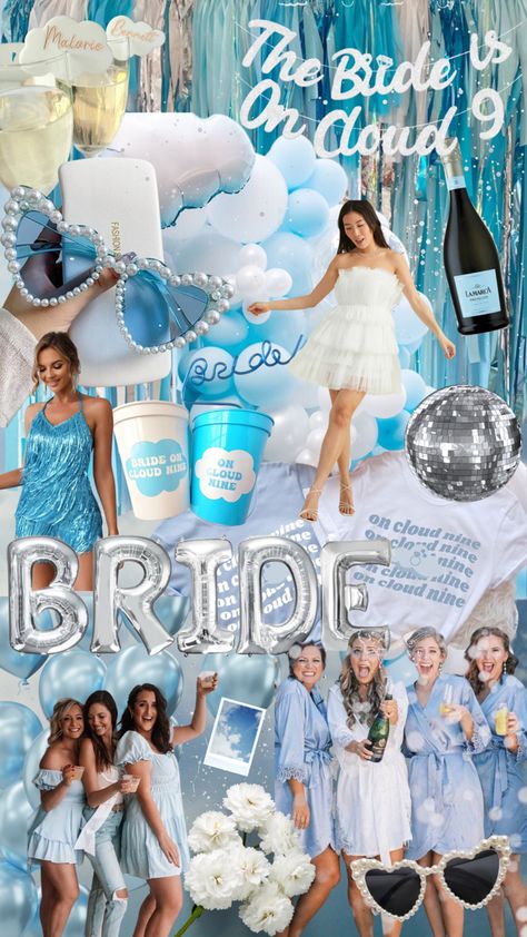 Bride On Cloud 9 Bachelorette Theme, Shes On Cloud Nine Bachelorette, Dreaming Of I Do Bachelorette Theme, On Cloud Bride Bachelorette, Something Blue Party Theme, Blue Disco Bachelorette Party, Blue Party Theme Ideas, On Cloud 9 Bachelorette Party Theme, Blue Bachelorette Aesthetic