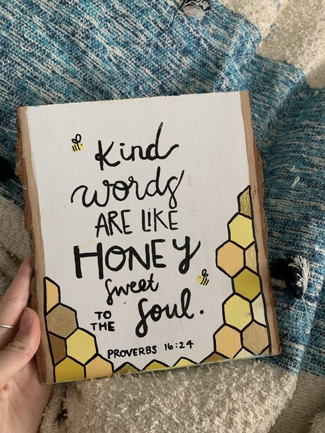 bible verse painted canvas/wood chunk Canvas With Bible Verse, Canvas Art Scripture, Inspirational Quote Drawings Ideas, Christian Painting Inspiration, Bible Verse Ideas Crafts, Wood Bible Verse Signs, Cute Quotes Painting, Encouraging Paintings, Biblical Canvas Paintings