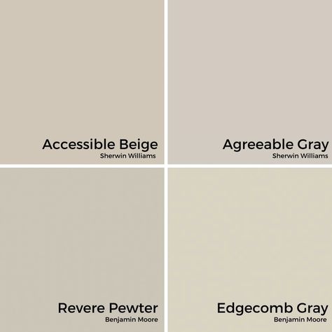 Swiss Coffee Vs Revere Pewter, Agreeable Grey Vs Revere Pewter, Revere Pewter Accessible Beige, Revere Pewter Paint Color, Agreeable Gray Vs Edgecomb Gray, Agreeable Gray And Accessible Beige, Gray Beige Cabinets, Edgecomb Gray Vs Revere Pewter, Pale Oak Benjamin Moore Vs Accessible Beige