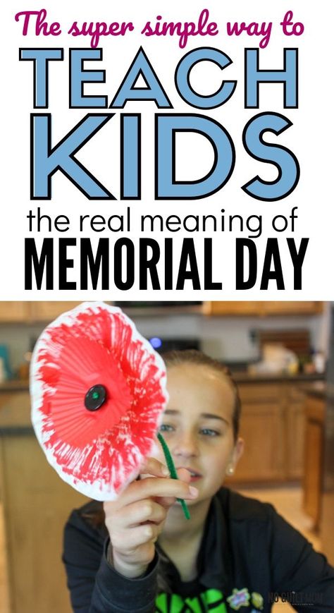 Want to teach your kids the real meaning of Memorial Day? This simple DIY craft will make you a parenting superstar - fun and education all in one. via @noguiltmom Memorial Day Prek Crafts, Memorial Kids Crafts, Memorial Day Science Preschool, Memeriol Day Crafts, Memorial Day Children's Church Lesson, Memorial Day Ideas For Kids, Memorial Day Bible Lesson For Kids, Memorial Day Lesson Plans For Toddlers, Memorial Day For Kindergarten