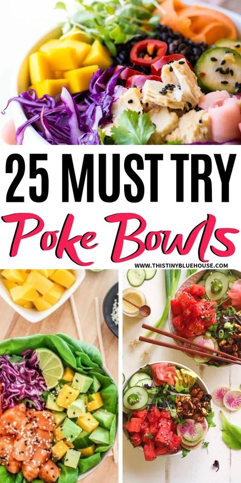 Are looking for some delicious, gorgeous and easy Poke bowl inspiration? Here are over 20 crazy delicious poke bowls that offer up a healthy meal in a snap. Poke Recipe, Power Bowl Recipe, Poke Bowl Recipe, Healthy Bowls Recipes, Poke Bowls, Lunch Bowl, Healthy Bowls, Keto Foods, Carb Meals