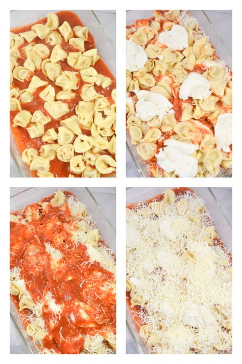 Quick and Easy Tortellini Bake - My Uncommon Slice of Suburbia Cheese Tortellini Bake Ground Beef, Tortellini Bake With Ricotta, Tortellini Lasagna Bake With Ricotta, Tortellini With Ricotta Cheese, Tortellini Dump And Bake, Baked Frozen Tortellini, Tortellini Recipes No Meat, Tortellini Meatball Bake, Million Dollar Tortellini Bake