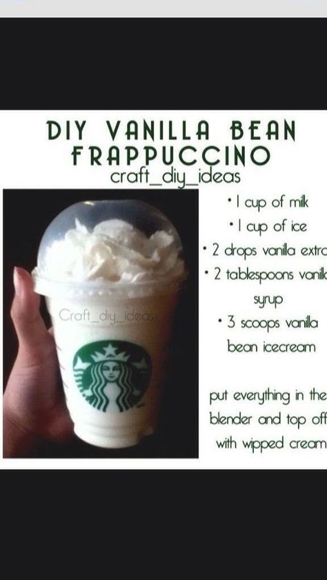 Vanilla Bean Frappuccino, Resep Starbuck, Minuman Starbucks, Starbucks Vanilla, Resep Smoothie, Starbucks Diy, Diy Drinks, Starbucks Frappuccino, Starbucks Drinks Recipes