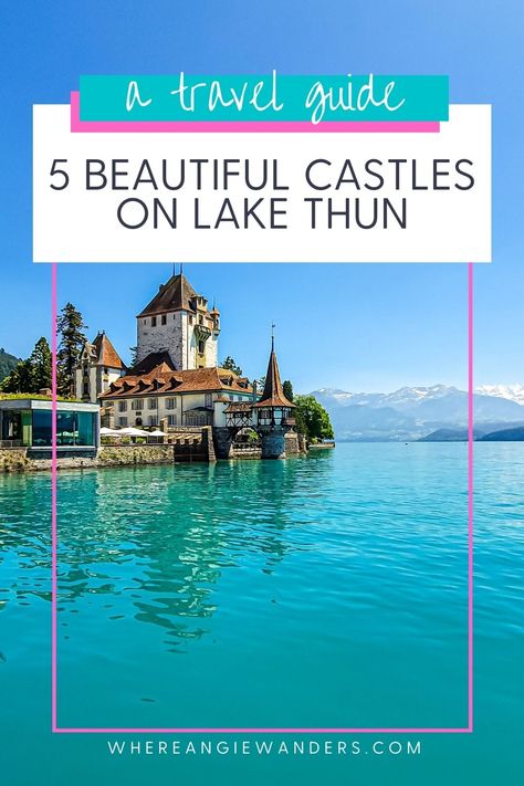 Oberhofen Castle on Lake Thun Castles In Switzerland, Morges Switzerland, Switzerland Holiday, Switzerland Interlaken, Thun Switzerland, Lake Thun, Lakeside Village, Lake Swimming, Europe 2023