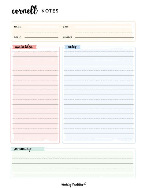 Note Taking Templates For Goodnotes, Aesthetic Note Taking Template, Good Notes Templates Journal, Effective Note Taking Templates, Notes Layout Printable, Good Notes Note Template, Goodnotes Cornell Notes, Aesthetic Notes Printable, Cute Cornell Notes Template