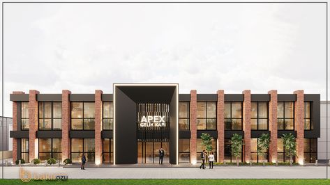 APEX - FACTORY :: Behance Industrial Facade Design, Facade Design Modern, Factory Facade Design, Concept Landscape, Black Architecture, Building Front Designs, Mall Facade, School Building Design, Commercial Design Exterior