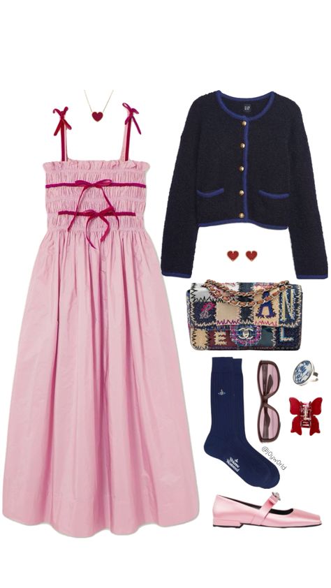 @j0yw0rld #outfit #outfitideas #outfitinspiration #pink #blue #chanel #versace #vancleef #aesthetic #pinkaesthetic #heart #fashion #fashioninspo Blue Chanel, Fashion Top Outfits, Uni Outfits, Quirky Fashion, Heart Fashion, Fashion Aesthetics, Vibe Clothes, Fashion Fits, Lookbook Outfits