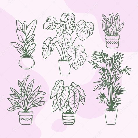 Plants Simple Drawing, House Plant Drawing Simple, Easy Floral Drawing, Plant Drawings Simple, Modern Green House, Green House Ideas, Plant Sketch, Plant Sketches, Plant Doodle