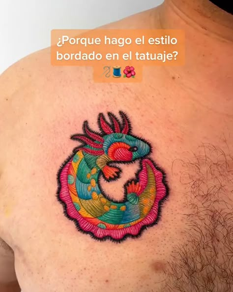 Otomi Tattoo, Tattoo Bordado Mexicano, Alebrijes Tattoo, Alebrije Tattoo, Mexican Embroidery Tattoo, Embroidery Tattoo Ideas, Mexican Culture Tattoo, Small Mexican Tattoo, Mexican Heritage Tattoos