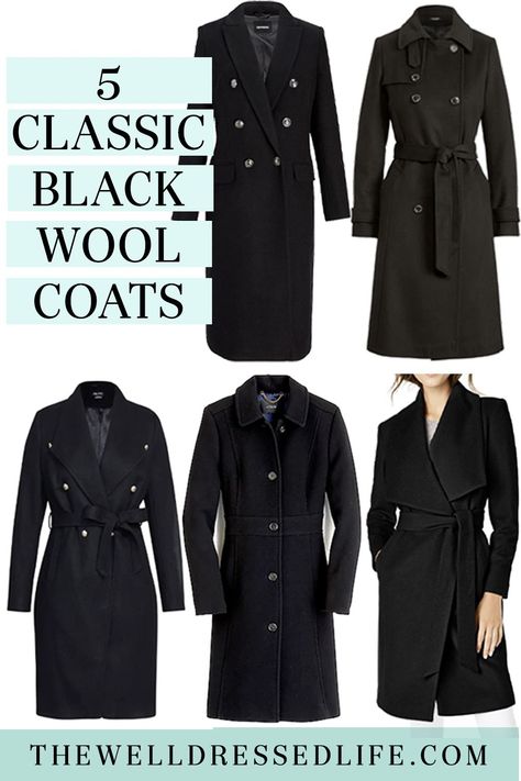 Dress Coats For Women Classy, Black Wool Coat Outfit, Long Black Coat Outfit, Black Wool Coat Women, Wool Coats For Women, Wool Coat Outfit, Black Coat Outfit, Long Wool Coat Women, Fall Coats