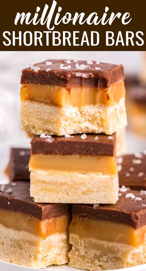 Malteser Millionaire Shortbread, Millionaire Shortbread Brownies, Salted Caramel Shortbread Bars, Shortbread Desserts, Millionaire Shortbread Recipe, Millionaire Bars, Caramel Shortbread, Shortbread Recipe, Millionaire Shortbread