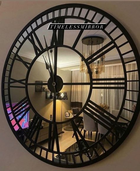 Large Black Wall Clock, Extra Large Wall Clock, Big Clock, Large Wall Clock Modern, Colored Mirror, Mirror Wall Clock, Mirrored Wall, Large Wall Mirror, Space Planets