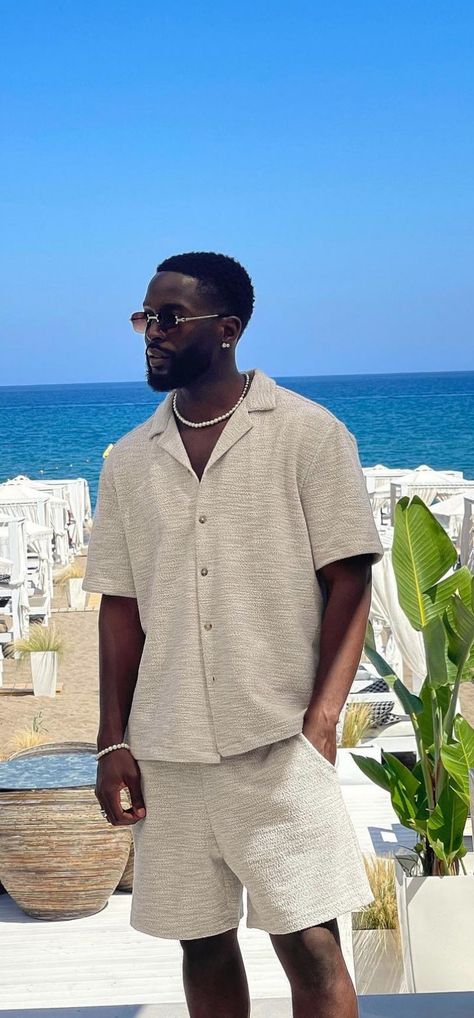 Monochrome Outfit Men Summer, Mens Lifestyle Aesthetic, Mens Fashion Vacation, Jamaica Men Outfits, Guy Vacation Outfits Summer, Beach Vacation Mens Outfits, Men Florida Outfits, European Men Outfit Summer, Old Money Vacation Outfit Men