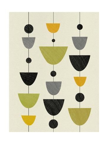 size: 24x18in Art Print: Mid Century Floating Ornament by Eline Isaksen : Floating Ornaments, Thanksgiving Vintage, Mid Century Modern Artwork, Mcm Art, Mod Decor, Block Printed Textiles, Minimalist Posters, Mid Century Modern Wall Art, Glamour Nails