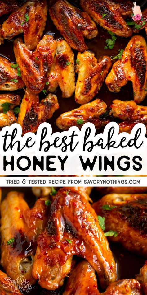 Honey Chicken Wings Recipe, Easy Baked Chicken Wings, Honey Garlic Wings, Chicken Wing Marinade, Honey Wings, Honey Baked Chicken, Honey Chicken Wings, Honey Garlic Chicken Wings, Wing Sauce Recipes