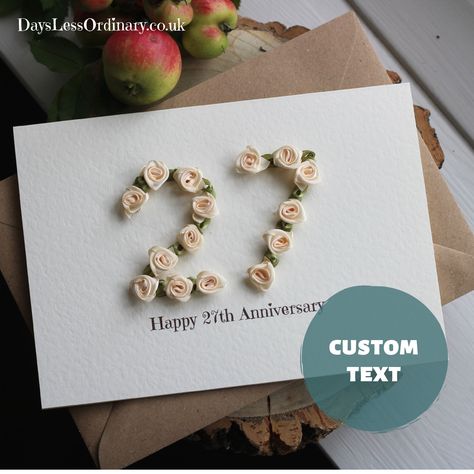 https://etsy.me/3f9azwH 27th Wedding Anniversary Handmade Card Wife, Custom Numbers, 29th Anniversary Gift for Parents, 22th, 23th, 24th, 26th, 28th, Handmade Anniversary Cards, 27th Wedding Anniversary, Mom Dad Anniversary, Handmade Anniversary Gifts, 18th Wedding Anniversary, Anniversary Crafts, Anniversary Gift For Parents, 29th Anniversary, Anniversary Cards For Wife