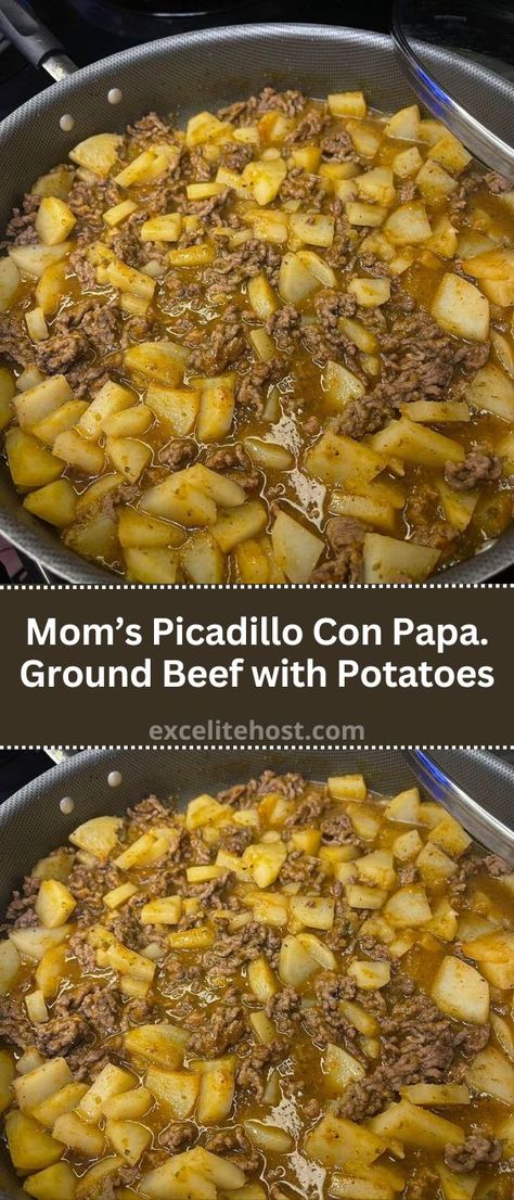 Mom’s Picadillo Con Papa. Ground Beef with Potatoes Ground Beef Recipes Picadillo, Mexican Meat And Potatoes Ground Beef, Best Picadillo Recipe Mexican, What To Make With Ground Beef And Potato, Healthy Meal With Hamburger Meat, Beef Picadillo Mexican, Ground Beef Potato Bell Pepper, Potatoes With Ground Beef Recipes, Picadillo Recipe Easy