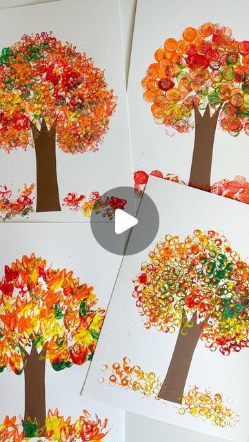 Autumn Painting For Toddlers, Fall Painting Ideas Toddlers, Its Fall Yall Craft, Fall Painting Preschool, Fall Tree Crafts For Toddlers, Fall Tree Painting For Kids, Autumn Activity Preschool, Autumn Art Activities For Kids, Easy Toddler Fall Crafts