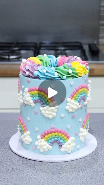 Cloud Rainbow Cake, Diy Rainbow Birthday Cake, Magical Cake Ideas, Sprinkle Rainbow Cake, Easy Rainbow Cake Decoration, Rainbow Cake Ideas Birthdays, On Cloud Nine Birthday Cake, Rainbow Chocolate Cake, Rainbow Cake Videos