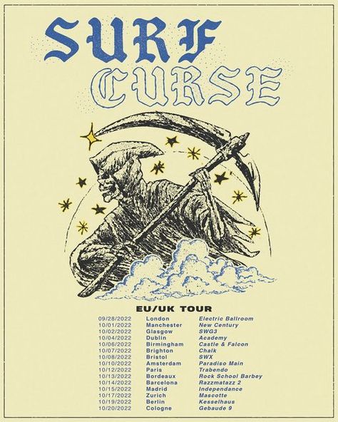 Surf Curse, Singer Art, Grunge Pictures, Vintage Music Posters, Music Flyer, Uk Tour, Music Poster Design, Lyric Poster, Music Album Cover