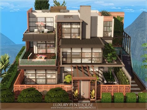 Sims 4 — Luxury Penthouse by MychQQQ — Lot: 40x30 Value: $ 295,352 Lot type: Residential House contains: - 3 bedrooms - 4 Modern House Design Exterior Sims 4, Sims 4 Bgc House, Industrial Penthouse Sims 4, Penthouse Blueprints, Sims 4 7 Bedroom House, Sims 40x30 House, Sims 4 Loft House Download, Sims 4 Houses Luxury, Sims House Inspo Exterior