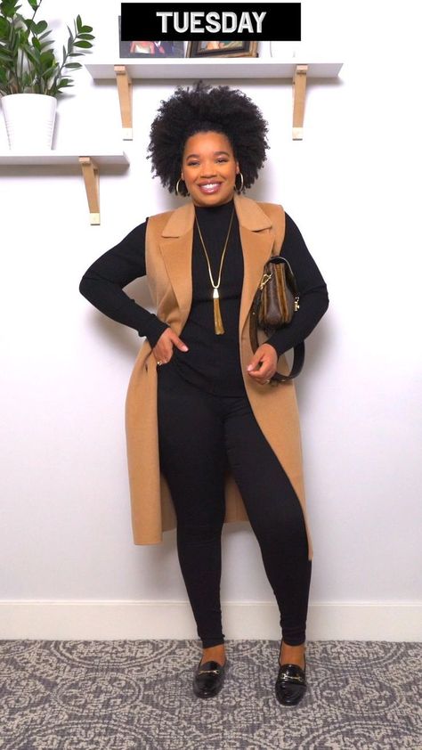 Curvy Office Outfit Work Clothes, Black Business Women Outfits, Work Outfit For Winter, Women Fashion Inspiration, Fall Work Outfits For Women Casual 2023, Casual Work Outfits Winter Black Women, Conference Outfits Black Women, Work Outfits Women Office Black Women, Office Baddie Outfits Plus Size