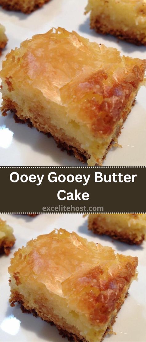 Ingredients 1 16.5 ounce yellow cake mix 2 eggs 12 tablespoons butter or 1 1/2 sticks melted 1 teaspoon vanilla extract Topping for cake: 1 8 Gooie Butter Cake, Ooey Gooey Butter Cake Recipe, Ooey Gooey Cake, Everyday Cakes, Ooey Gooey Butter Cake, Gooey Cake, Gooey Butter, Cake Cooking, Biscuits Cookies