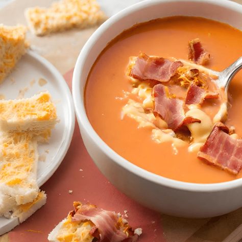 22+ Ways to Jazz Up Canned Tomato Soup – Low Dough Family Jazz Up Tomato Soup, Dress Up Tomato Soup, Recipes With Tomato Soup Can, Leftover Tomato Soup Recipes, Tomato Soup Add Ins, Canned Tomato Soup Upgrade, Homade Tomato Soup, Leftover Tomato Soup, Curried Tomato Soup