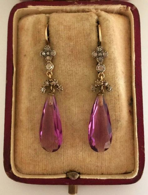 Bijoux Art Nouveau, Georgian Jewelry, Earrings Antique, Jewelry Antique, Discount Jewelry, Amethyst Jewelry, Jewelry Diamond, Antique Earrings, Victorian Jewelry