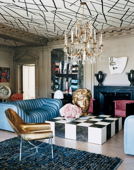 70s Glam Decor Interior Design, Modern Funky Living Rooms, 90s Interior Design, 90s Interior, 80s Interior Design, Modern Maximalist, 80s Interior, Apartment Goals, Kelly Wearstler