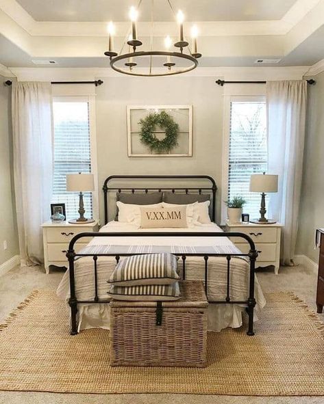 Farmhouse living has a very unique feel. If you long for that feeling, you can create a farmhouse style bedroom and have a warm and cozy space of your... | -Upcycled-space #bedroom #farmhouse #farmhousebedroom #farmhousedecor #farmhouseideas #decoratedlife Cave Bedroom, Vintage Apartment, Farmhouse Style Bedrooms, Modern Farmhouse Bedroom, Apartment Bedroom Decor, Garage Makeover, Farmhouse Bedroom Decor, Farmhouse Interior, Trendy Bedroom