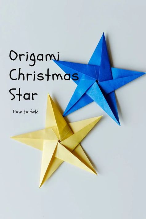 origami Christmas star | origamiok Folded Christmas Star, Christian Origami, Oragami Christmas, Origami Christmas Tree Card, Origami Star Instructions, Origami Xmas, Origami Christmas Star, Easy Origami Star, Holiday Origami