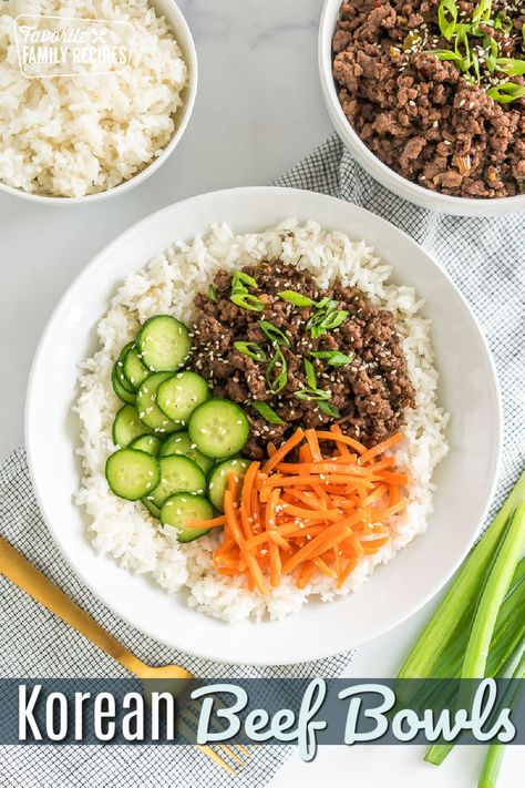 Korean Ground Beef Bowl Korean Pork Bowl Recipe, Beef Bim Bap Recipe, Korean Poke Bowl, Spicy Korean Beef Bowl, Asian Beef Rice Bowl, Ponzu Beef Bowl, Korean Ground Chicken Bowl, Korean Bbq Bowls, Ground Beef Asian Bowl