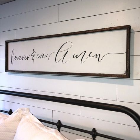 Hey, I found this really awesome Etsy listing at https://www.etsy.com/listing/745238457/forever-ever-amen-above-the-bed-sign Signs Above Bed Master Bedrooms, Western Bedroom, Above Bed Decor, Bedroom Signs, Master Decor, Western Homes, Bed Wall, Master Bedding, Master Bedrooms Decor