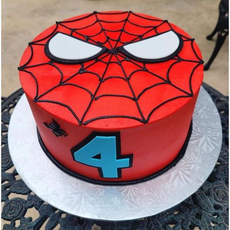 Spider Man Bday Cake, Bday Cake Spiderman, Birthday Cake 4 Year Boy, 3rd Birthday Spiderman Cake, Cake Ideas For 3 Year Boy, Round Spiderman Cake, Cake Designs Spiderman, Small Spider Man Cake, Spider Man Smash Cake