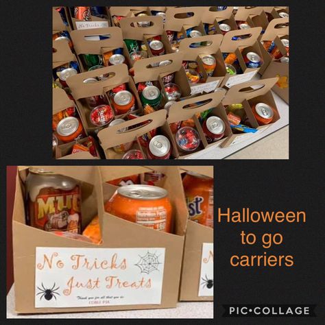 Halloween Teacher Snack Cart, Halloween Snack Cart For Teachers, October Morale Booster, Pta Halloween Ideas, November Treats For Teachers, Treats For Teachers Lounge, October Teacher Treats, Treat Trolley For Teachers, Fall Treats For Teachers