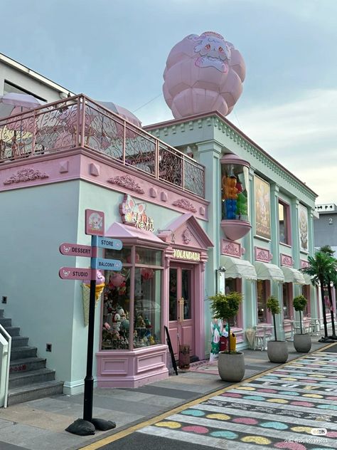 unfiltered background. Kawaii Cafe Exterior, Boba Shop Exterior, Cute Cafe Exterior, Cute Bakery Aesthetic, Bakery Exterior, Unfiltered Background, Cafe Exterior, Cute Bakery, Pink Cafe