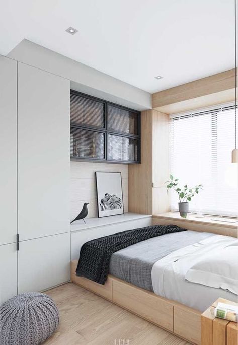 Tiny Bedroom Design, Small Bedroom Interior, Small Apartment Bedrooms, Small Bedroom Furniture, Small Room Design Bedroom, Minimalist Bedroom Design, Small Bedroom Designs, Creative Bedroom, Small Bedroom Decor